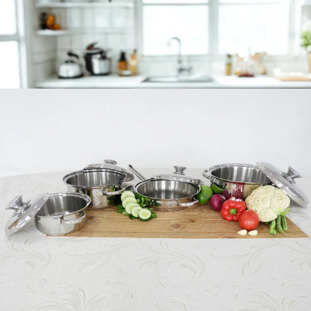 Batería de Cocina de 8 Piezas | Cocina Saludable de Acero Inoxidable Quirúrgico ISALUE